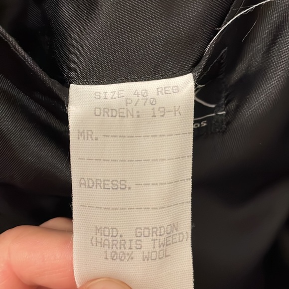 40R Harris Tweed Jos A Bank Sport Coat, Black/White (grey) herringbone, like new - Picture 12 of 12